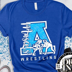 Custom Wrestling Tshirt, Wrestling Mom, Wrestling Tshirt for her, Female Wrestling, Glitter Wrestling Team Name, WR12312501
