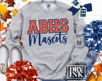 Custom Glitter School Pride SweatShirt, Varsity Letter Cursive Name Sweat Shirts, Sports Team School Spirit Sweater, ALL01082402