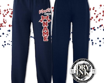 Custom Glitter Cheer Sweatpants, Personalized Glitter Cheer Joggers, Adult and Youth Sweatpants, Cheerleader Sweats, CHR01122401