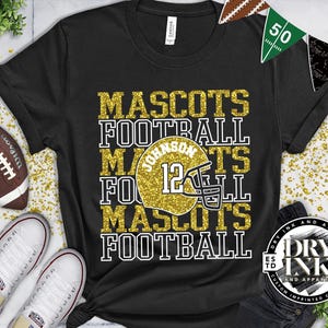 Custom Football Tshirt,  Glitter Football Shirt, Football Mom Tshirts, Football Mom Gift, Glitter Football High School Tshirt, FTBLL08272310