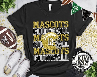 Custom Football Tshirt,  Glitter Football Shirt, Football Mom Tshirts, Football Mom Gift, Glitter Football High School Tshirt, FTBLL08272310