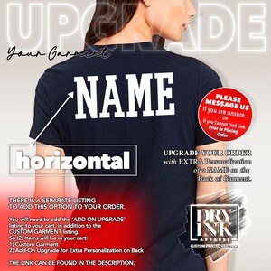 add extra personalization of name to the back of the garment