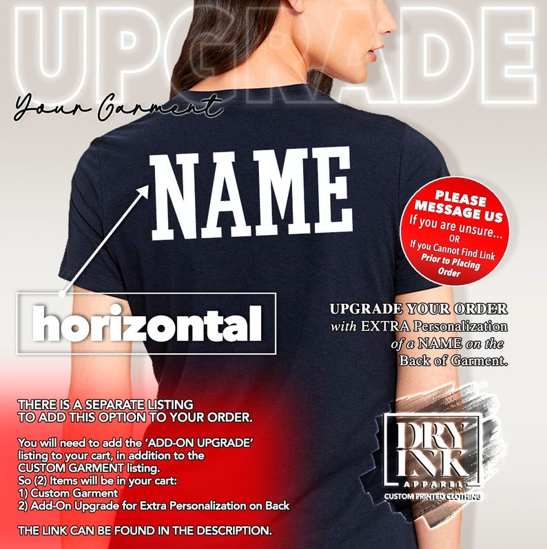 add extra personalization of name to the back of the garment