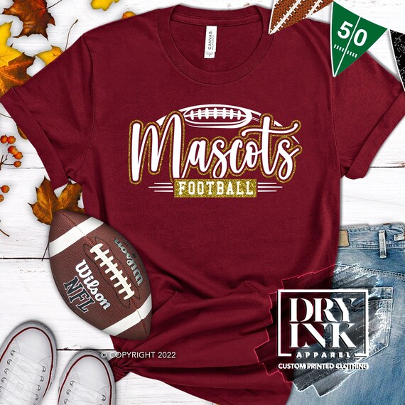 Custom Glitter Football Mom T-shirt: Personalized Team Mascot Tee, Unisex Bella and Canvas 3001