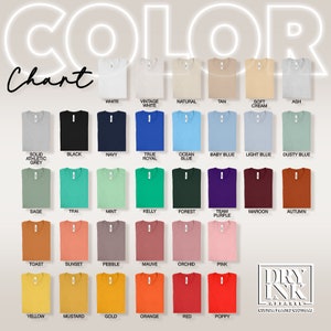 BELLA CANVAS 3001 TSHIRT COLOR CHART