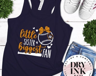 Personalized Glitter Baseball Sister Tank: Biggest Fan Youth Shirt, Bella and Canvas