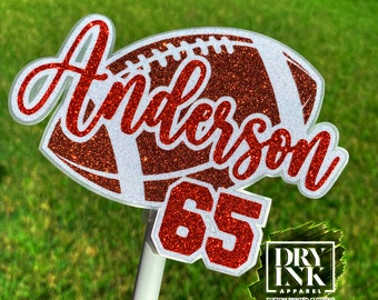 Custom Football Stickers, Personalized Glitter Football Decal Sticker with Name + Number, Glitter Tumbler Decal, Glitter Water Bottle Decal