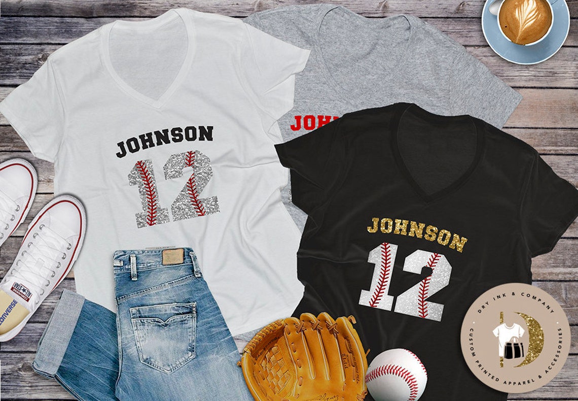 Personalized Baseball Shirt with Name and Number vneck shirt Etsy