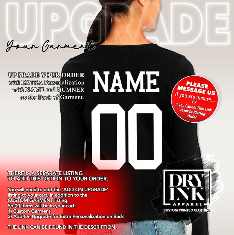 add extra personalization of name and number to the back of the garment