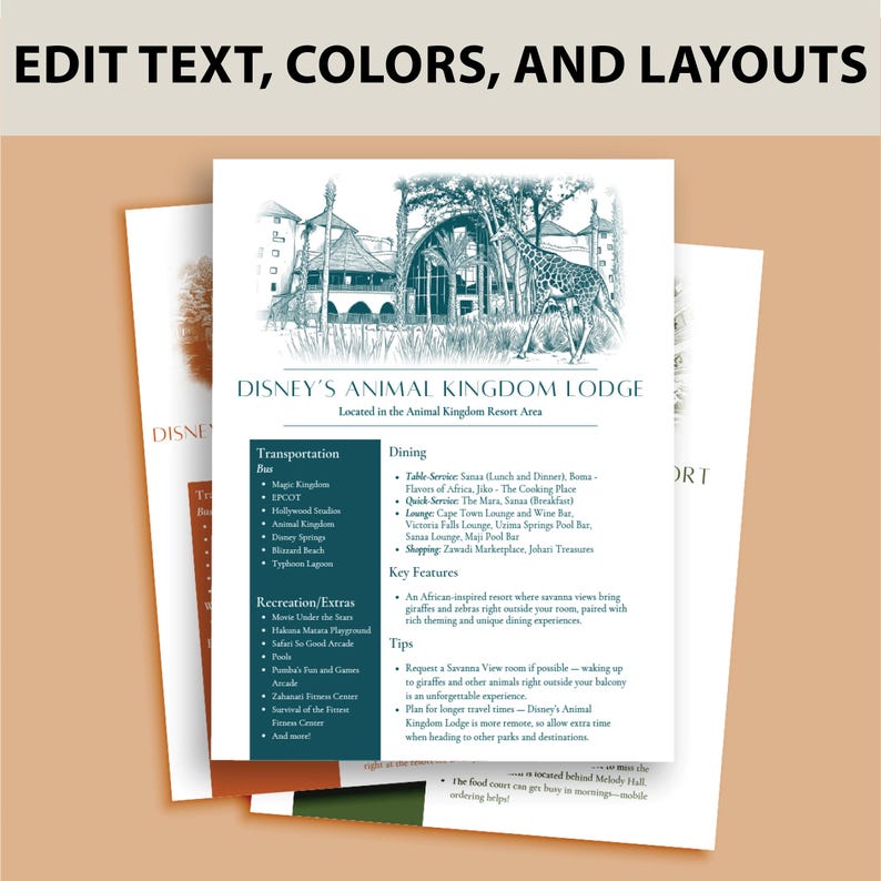 Disney Brochure.pdf Editable Disney World Resort Guide | Canva Template + PDF | Travel ...