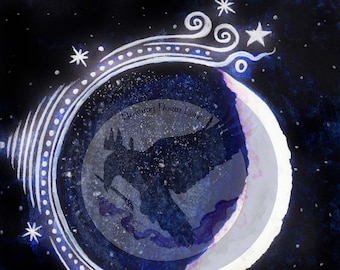 Moon Phase Open Edition Print Set: Neumond Vollmond Halbmond Celestial Wicca Göttin Lunar Art