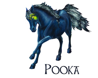 Pooka Galloping Black Horse Vinyl Sticker