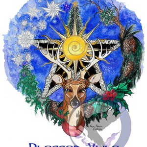 Yule Pentacle Pagan Wicca Hexe Grußkarte/Postkarte