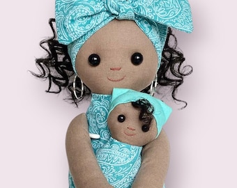 Mommy and Baby Cotton Dolls: Detachable Baby Doll