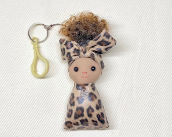 Black Doll Keychain. Bag charm. African American. Backpack