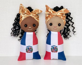 Flag Doll - Dominican Republic (Brown or Tan) Latino Latina Hispanic Black Doll