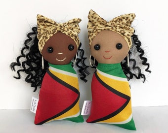 Flag Doll - Guyana (Brown or Tan) Black Doll