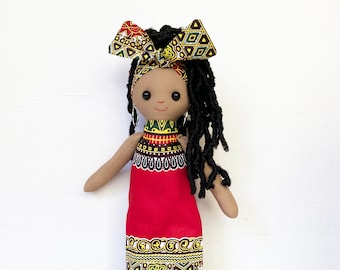 Black Doll/African American Doll/Dashiki/Locs