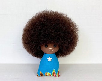 Mini Big-Afro Doll. Black Doll. African American Doll.