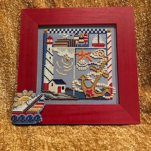 Point de croix perlé à ossature de plaisir nautique avec embellissements
