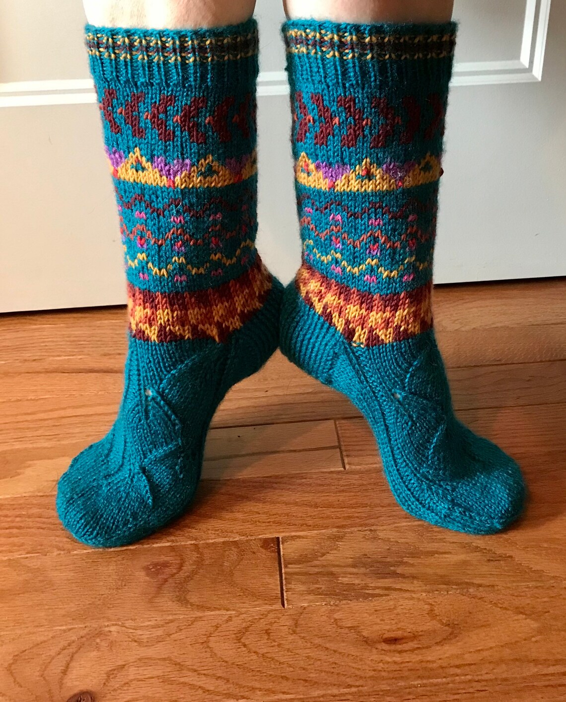 Hand Knit Fair Isle Socks Etsy