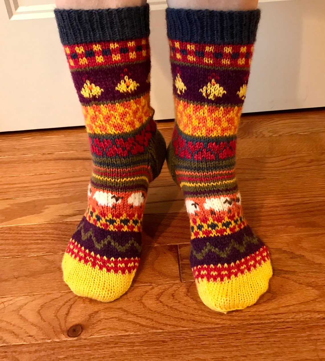 Hand Knit Fair Isle Farm Animal Socks Etsy