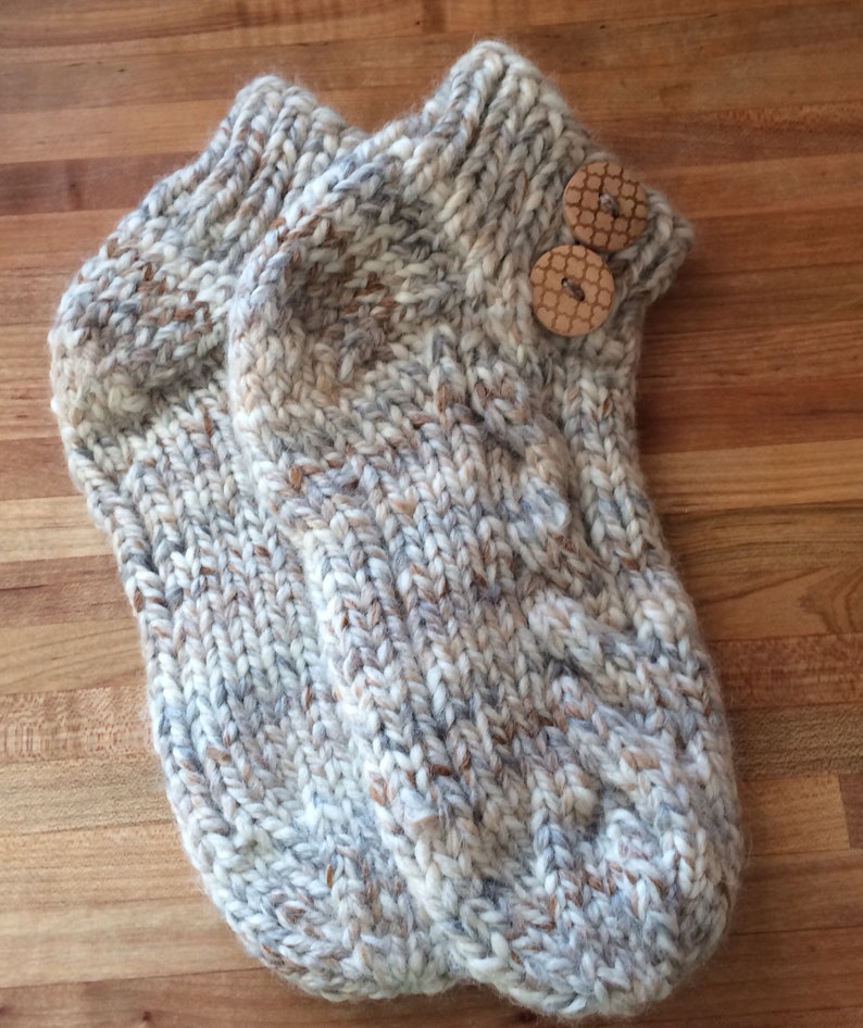 Chunky Knit Wool Womens Slipper Socks with a Cable Twist. Etsy
