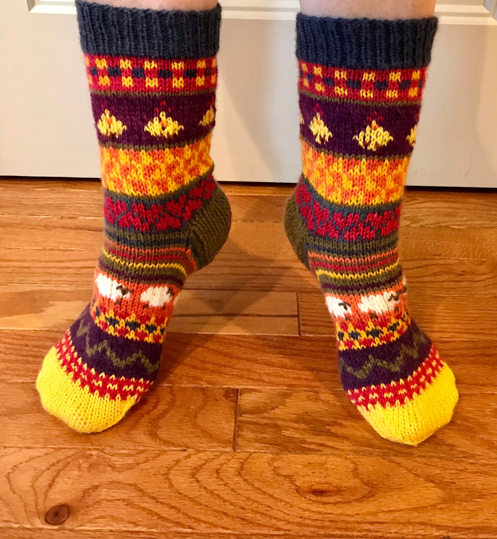 Hand Knit Fair Isle Farm Animal Socks Etsy