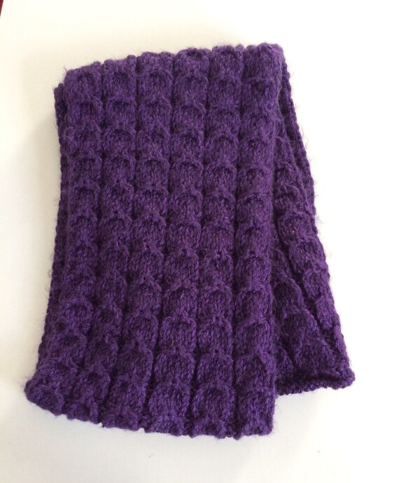 Scarf Hand Knit In A Stag Horn Cable Design Wonderfully Crafted In Deep Purple Great Scarf For Men Or Women Scarf Hand Knit In A Stag Horn Cable Design Wonderfully Crafted In Deep Purple Great Scarf For Men Or Women