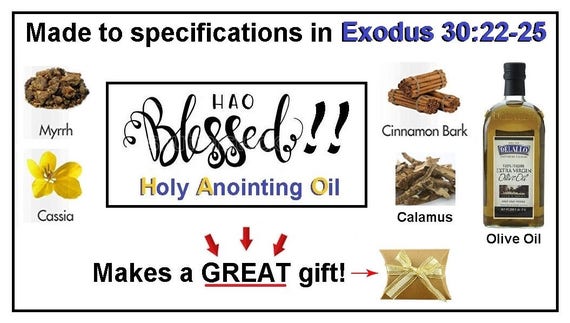 Holy Anointing Oil 1oz Exodus 30:22-25 Specifications | Etsy