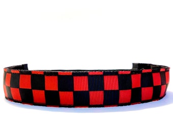 Red and Black Checkered Headband