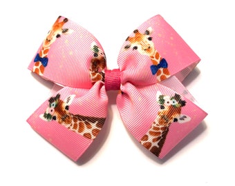 Pink Giraffe Zoo Hair Bow for Girls