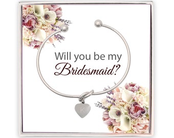 Will you be my Bridesmaid Proposal, Personalized Initial Bridesmaid Gift Box, Tie the Knot Bracelet, Bridesmaid Proposal, Bridesmaid Gift