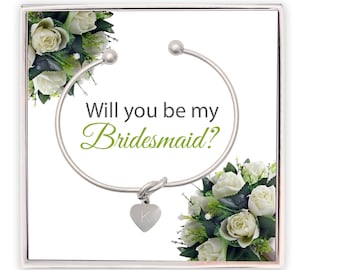 Propuesta para ser mi dama de honor, caja de regalo personalizada con iniciales para damas de honor, pulsera "Ata el nudo", propuesta para dama de honor, regalo para damas de honor