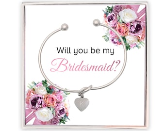 ¿Serás mi propuesta de dama de honor, caja de regalo de dama de honor inicial personalizada, pulsera de corbata del nudo, propuesta de dama de honor, regalo de dama de honor