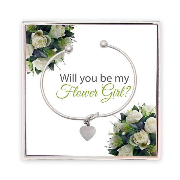 Flower Girl, Will you be my Bridesmaid Proposal, Personalized Initial Bridesmaid Gift Box, Tie the Knot Bracelet, Bridesmaid Proposal