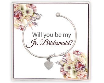 Dama de honor junior, ¿Serás mi propuesta de dama de honor?, Caja de regalo personalizada con inicial de dama de honor, Pulsera de nudo, Propuesta de dama de honor,
