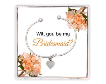 Propuesta para ser mi dama de honor, caja de regalo personalizada con iniciales para damas de honor, pulsera "Ata el nudo", propuesta para dama de honor, regalo para damas de honor