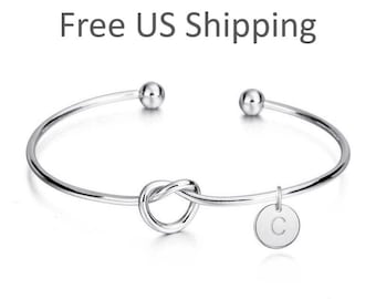 Propuesta de niña de las flores, pulsera con iniciales, pulsera de niña de las flores, pulsera personalizada, pulsera con nudo, regalo de niña de las flores, regalos para la fiesta nupcial
