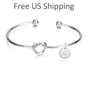 Bridesmaid Gift, Initial Bracelet Gift, Proposal Gift, Bridesmaid Bracelet, Tie the Knot Bracelet, Bridesmaid Personalized Bracelet,