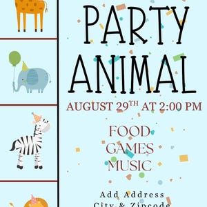 PARTY ANIMAL Birthday Invitation Template