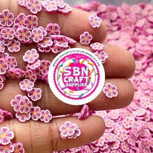 Rebanadas de Fimo con forma de flor de color magenta oscuro, 500 gramos y 5 mm, chispas falsas, arcilla polimérica de comida falsa, perfectas para globos de nieve y slime.