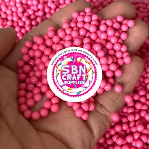 4mm Faux Barbie Pink Nonpareil Fake Food Tapioca Pearls Caviar Pearls No Hole Beads Boba Slime  Deco Toppings for Fake Bake Desserts (0003)