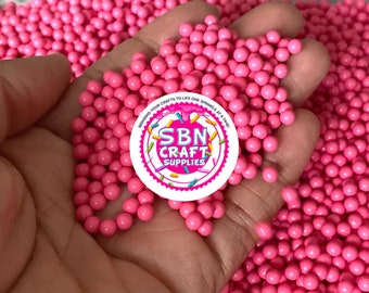 4mm Faux Barbie Pink Nonpareil Fake Food Tapioca Pearls Caviar Pearls No Hole Beads Boba Slime  Deco Toppings for Fake Bake Desserts (0003)