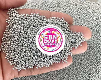 2mm Pewter Silver Faux Nonpareil Sprinkles Tapioca Caviar Pearls No Hole Beads  Supplies Cabochons fake sprinkles fake baking decoration