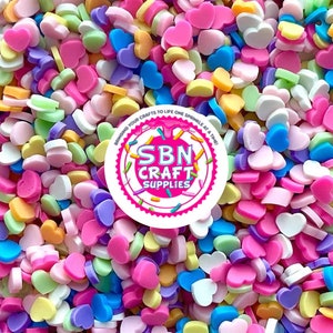 50 Gramm 5 mm Valentines bunte Herzen Fake Food Decoden Fake Dessert Schleim Polymer Clay Deko