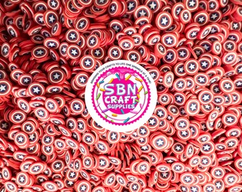 50 grammes, 5 mm, rouge, blanc, bleu, bouclier, argile polymère, faux, saupoudrer, fimo, tranche pour bricolage, faux, nourriture, vase, boules à neige, gobelets, garniture, faux dessert