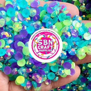 BULK 4oz. Mermaid Blue Rhinestones Mixed Size AB Flatback Resin Rhinestone  Perfect DIY Snow Globe Tumblers Nail Art Non-hotfix