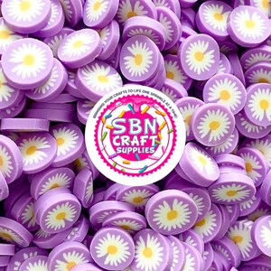 50 Gram 5mm and 10mm Purple Daisy Fimo Slices Fake Sprinkles  decoden cabochons slime crafts slime polymer clay