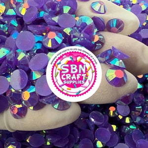 BULK 4oz. Dark Purple Rhinestones AB Flatback Resin Rhinestone Mixed Size Perfect for DIY Snow Globe Tumblers Nail Art Non-hotfix